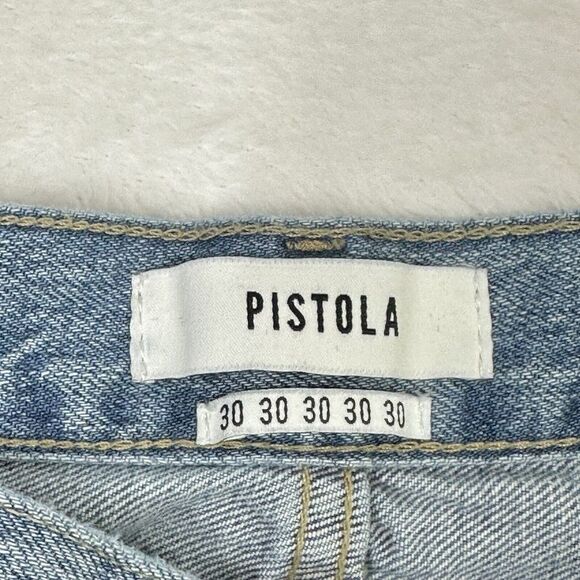 Pistola Jeans Womens 30 Light Fade Distressed Destroyed Worn Straight Stretch - Picture 5 of 11